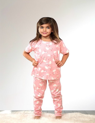 Pajama Set 2Y-7Y Organic Cotton O-neck Super Soft And Breathable Pink Swan HY6001-1